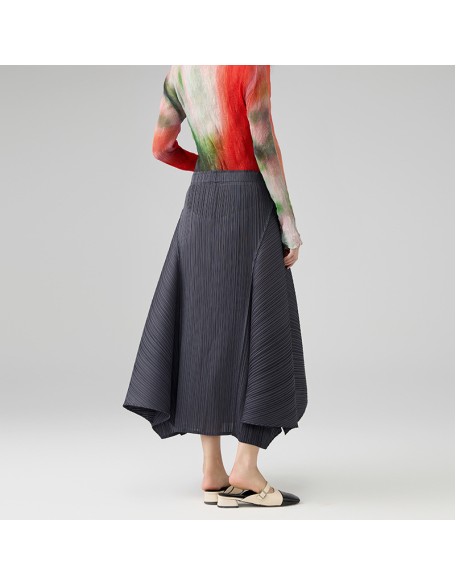 Temperament irregular splicing pure colour pleated half-body skirt fashion thin A-line skirt
