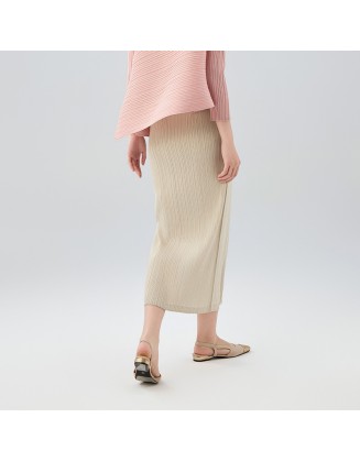 Half-body skirt pleated clothes wholesale Slim thin high waist skirt hem open temperament elegant package hip skirt