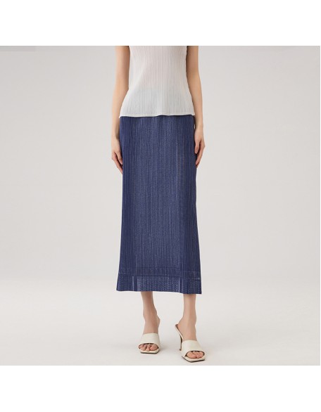 Cowboy half-body skirt fashion temperament Slim thin pleated half skirt