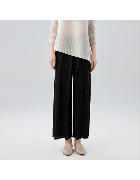 New senior sense of splicing buttons versatile thin straight trousers