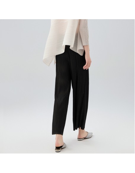 New senior sense of splicing buttons versatile thin straight trousers