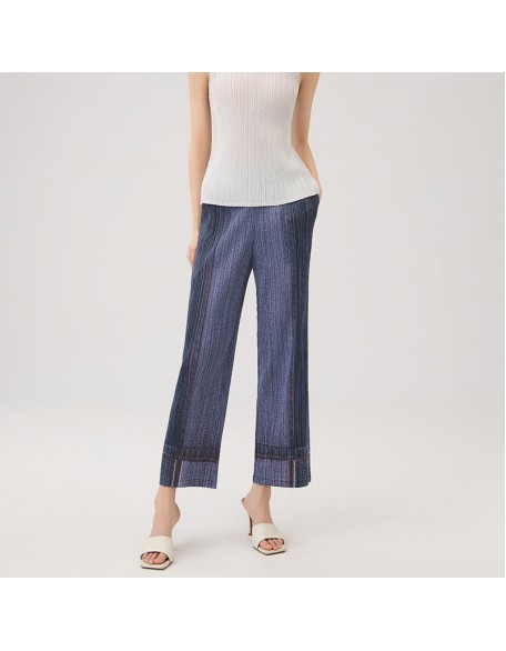 Vintage jeans high waist loose thin large size elastic straight wide leg trousers