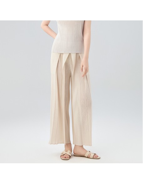 Casual Pants Premium Sense Splicing Button Design Versatile Slim Straight Trousers