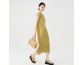Pleated Dress Irregular Casual Style Solid Colour Slim Round Neck Short Sleeve Folded Midi Length Skirt