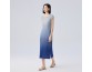 Pleated clothes gradient colour dress premium sense of hundred Slim thin a-line dress female