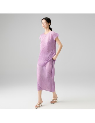 Pleated Irregular Set Temperament Round Neck Sleeveless T-Shirt Twill Solid Colour Half-body Skirt
