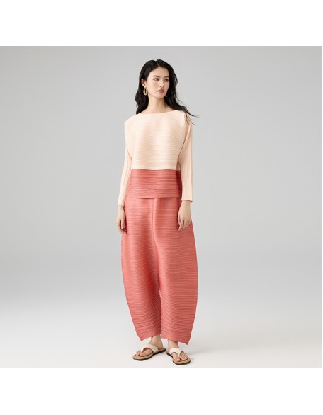 New fashion colour clash suit round neck drawstring design top loose casual harem trousers