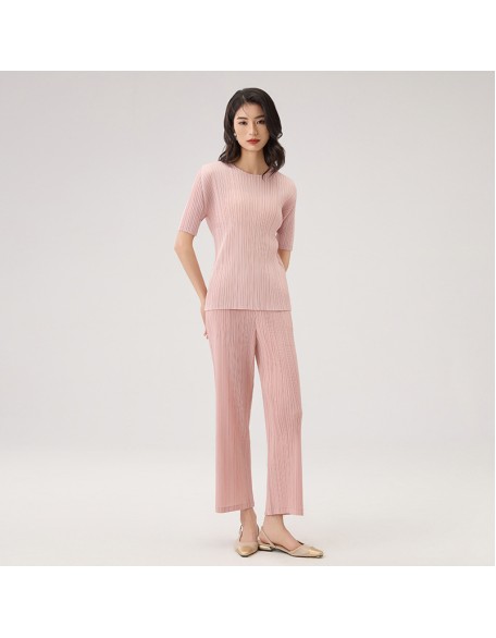 Short Sleeve Suit Solid Colour Comfortable Short Sleeve T-Shirt Fashionable Versatile Slim Straight Casual Pants