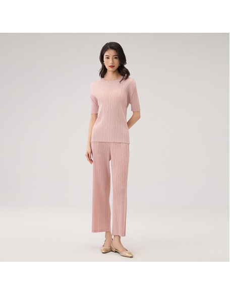Short Sleeve Suit Solid Colour Comfortable Short Sleeve T-Shirt Fashionable Versatile Slim Straight Casual Pants