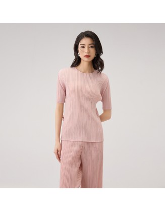 Short Sleeve Suit Solid Colour Comfortable Short Sleeve T-Shirt Fashionable Versatile Slim Straight Casual Pants