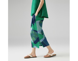 Elegant temperament split printing half-body skirt Slim thin versatile A-line skirt
