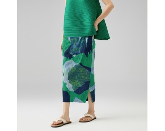 Elegant temperament split printing half-body skirt Slim thin versatile A-line skirt