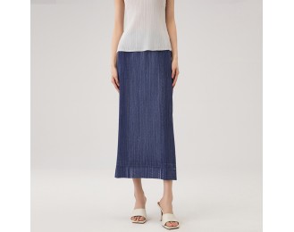 Cowboy half-body skirt fashion temperament Slim thin pleated half skirt