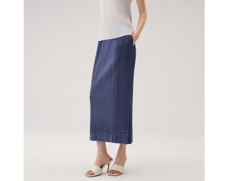Cowboy half-body skirt fashion temperament Slim thin pleated half skirt